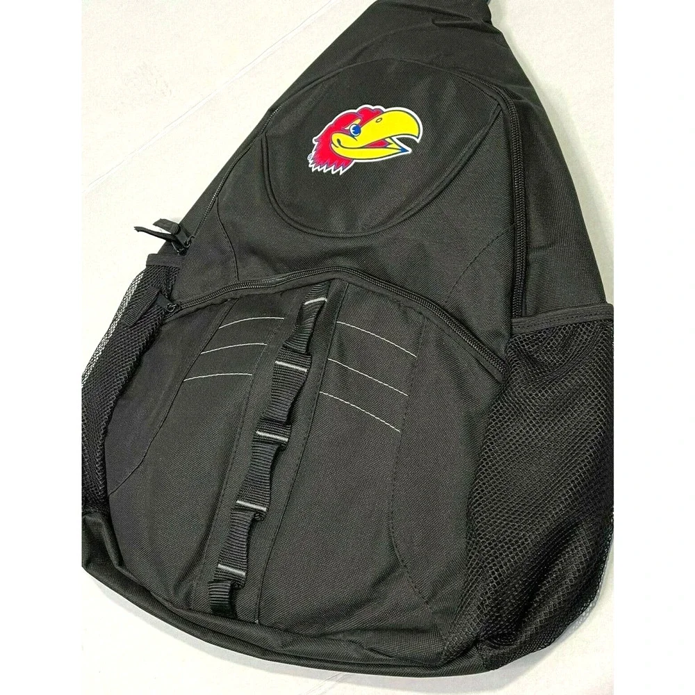 Team Sport NCAA Kansas JayHawks Black Laptop Table SLING Backpack Color Logo